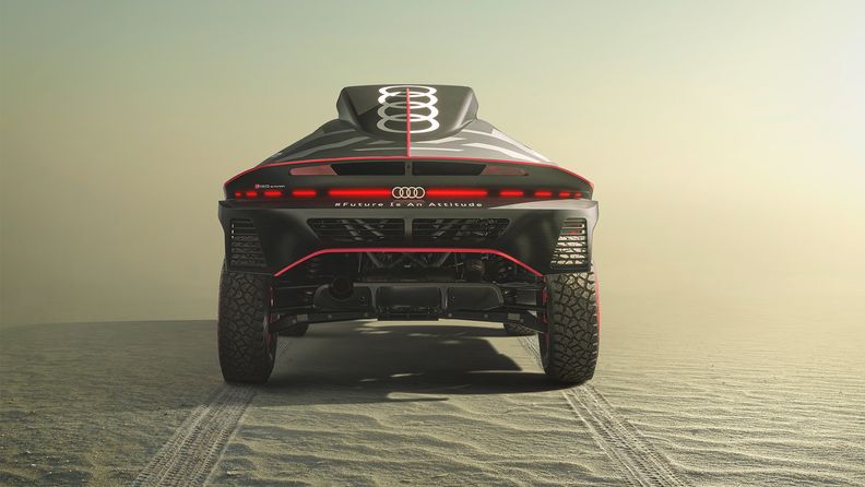 Close-up from the rear of the Audi RS Q e-tron