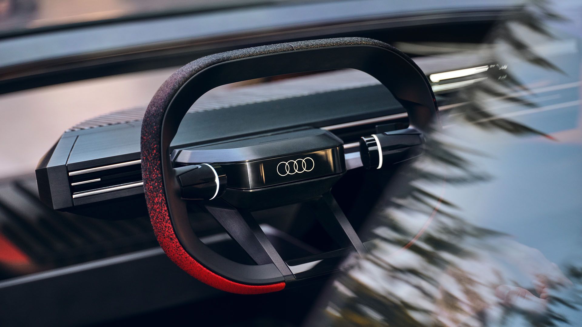 Vue sur le poste de conduite de l'Audi activesphere concept.