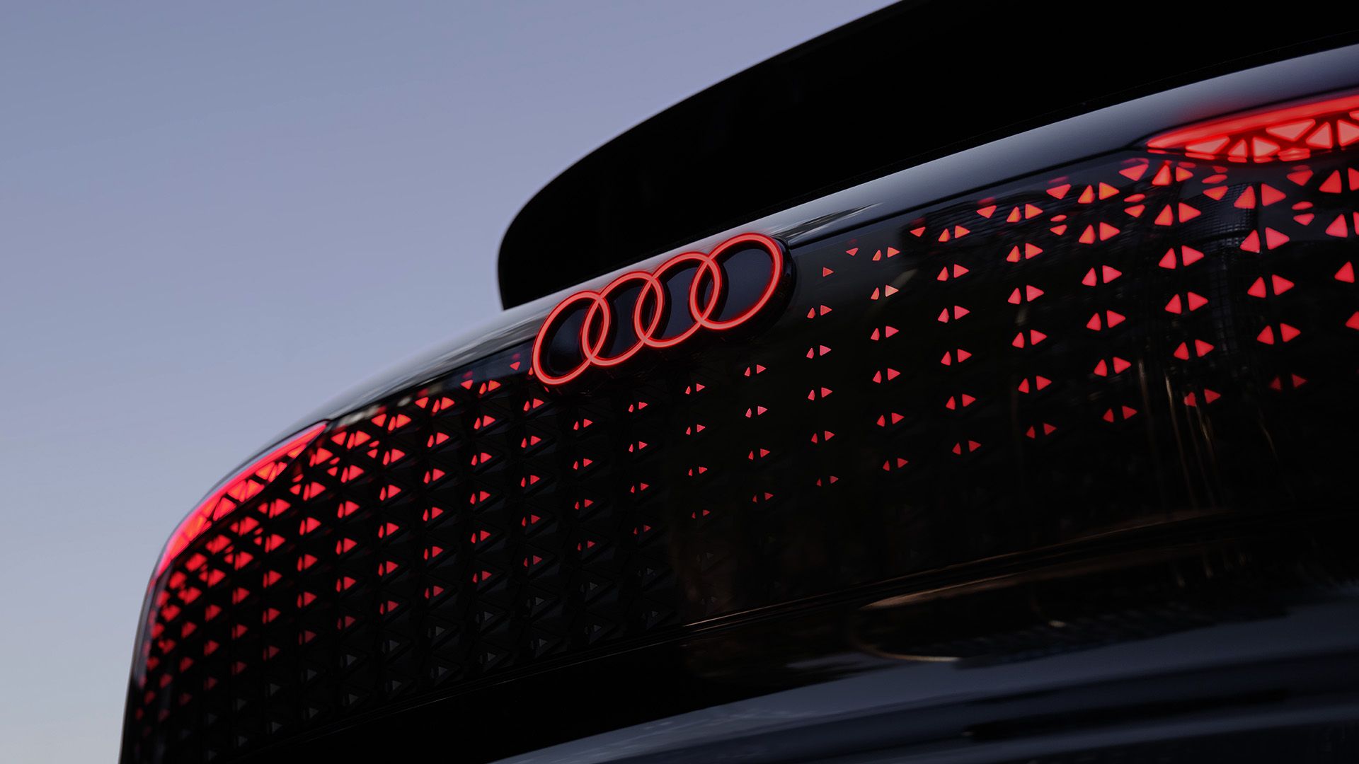 View of the illuminated OLEDs in the taillights.
