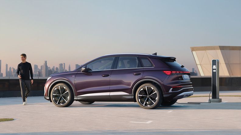 Side view of the all new Audi Q4 e-tron