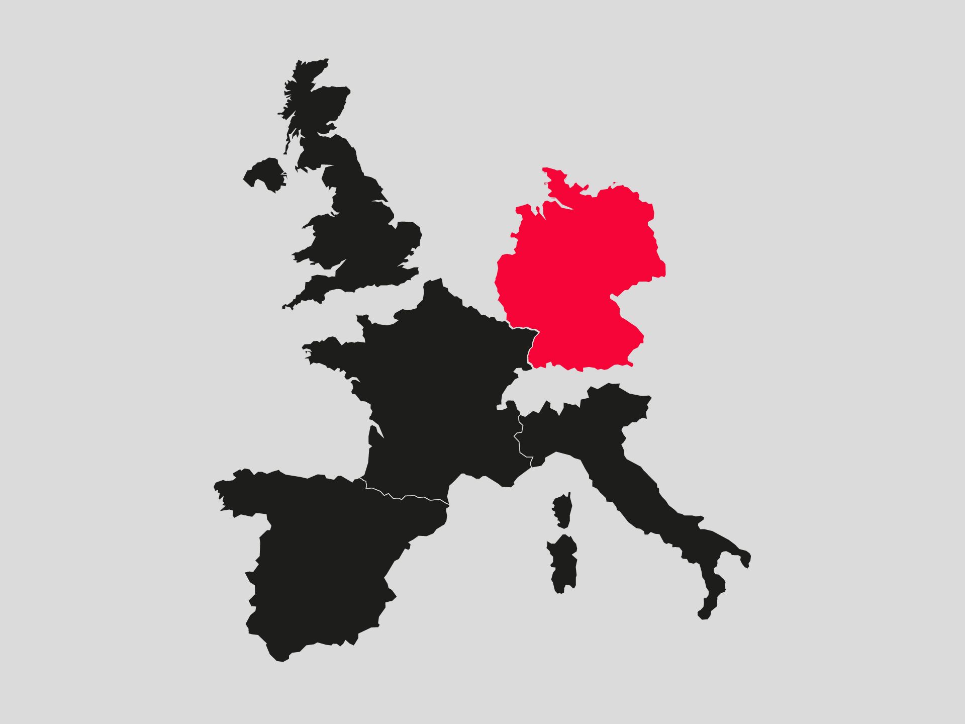In diesem Schaubild von Europa ist Deutschland farbig hervorgehoben.