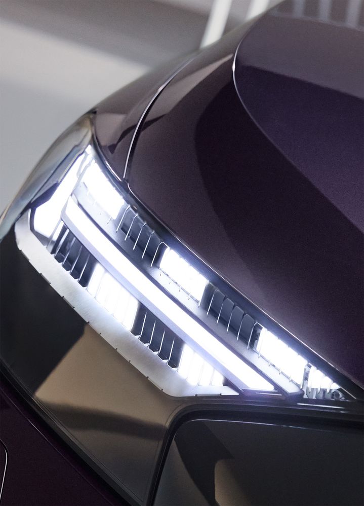 The Audi Q4 e-tron’s digital Matrix LED headlights.