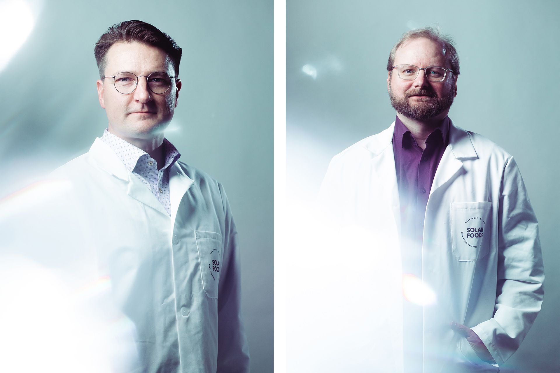 Portraits des gérants de Solarfoods : Pasi Vainikka (PDG) et Juha-Pekka Pitkänen (Responsable technologique)