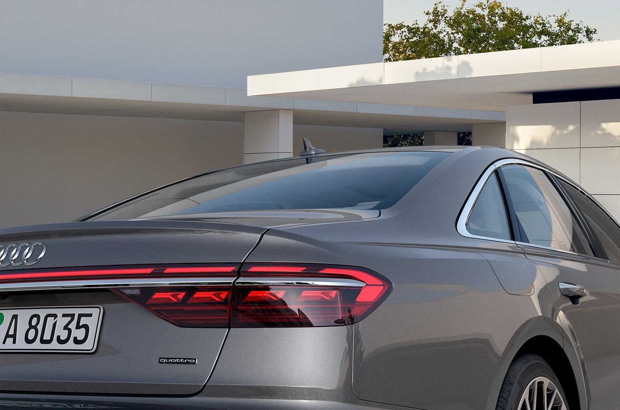 The tail lights on the Audi A8.