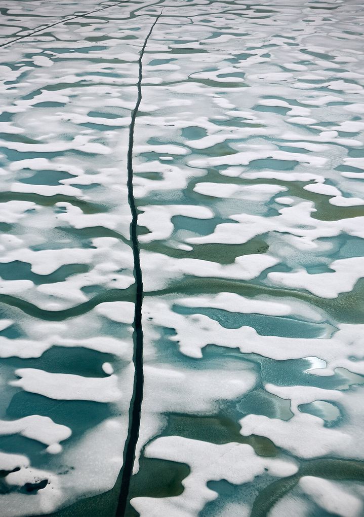 Una capa de hielo que cubre el agua.