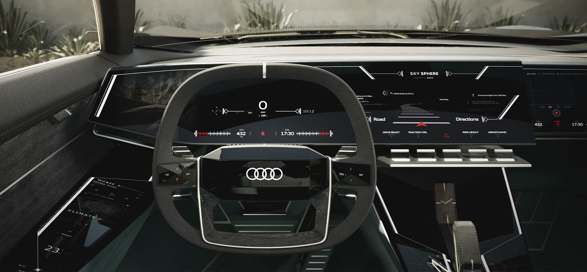 Poste de conduite de l'Audi skysphere.