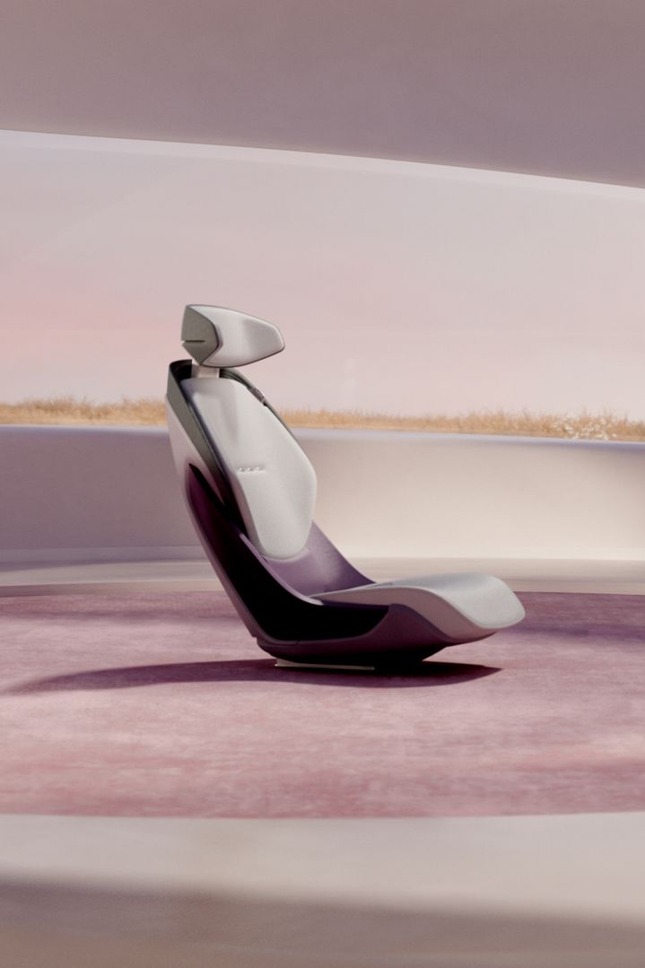 De stoel van het Audi grandsphere-concept wordt rechtop weergegeven.