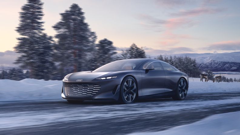 Karlı bir manzarada Audi grandsphere concept