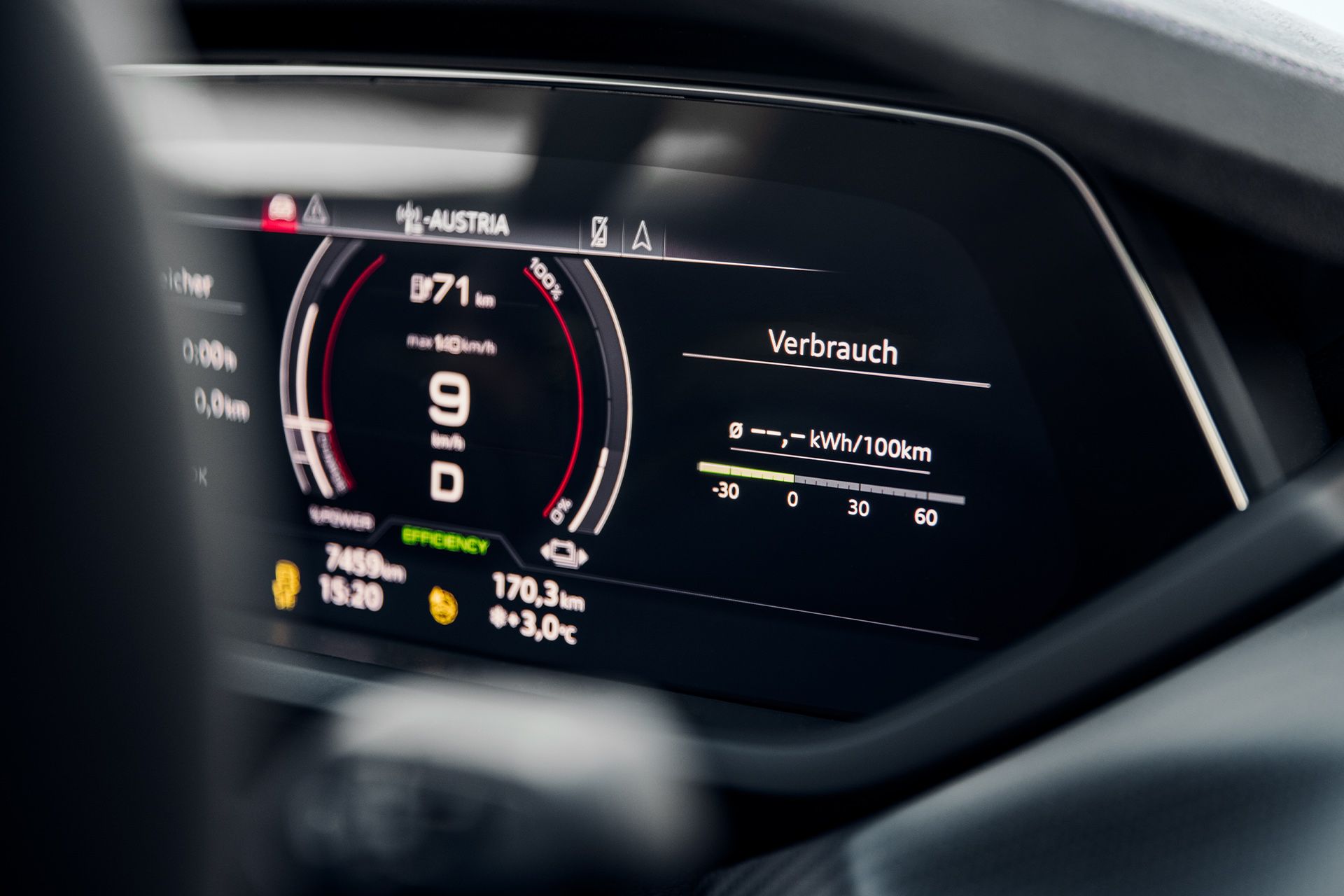 Cockpitdisplay van de Audi RS e-tron GT.