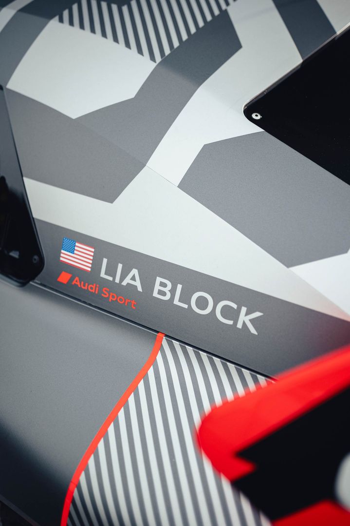 The name Lia Block appears on the side of the Audi S1 Hoonitron.